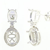 14K White Gold Semi Mount Earrings Setting Oval OV 9X7mm OV 8x6mm - Syzjewelry